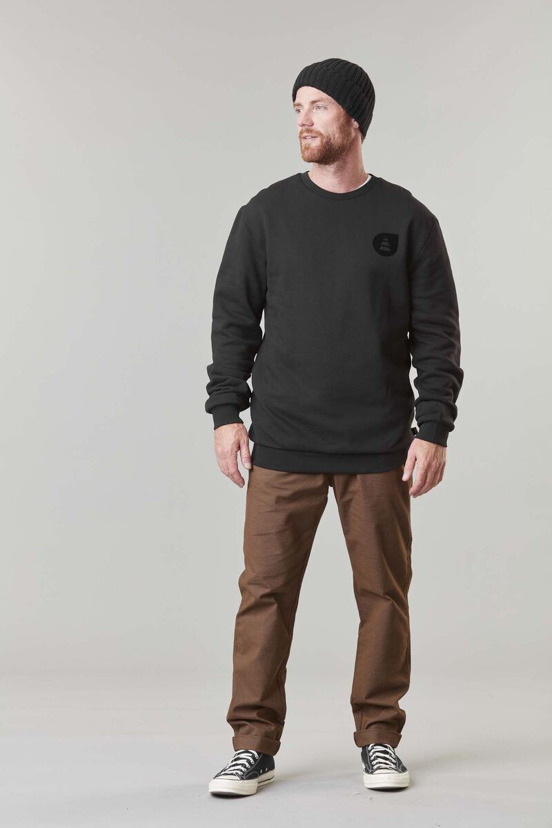 Picture Organic Basement Flock Crew Men's Sweaters Black | BLK-602153