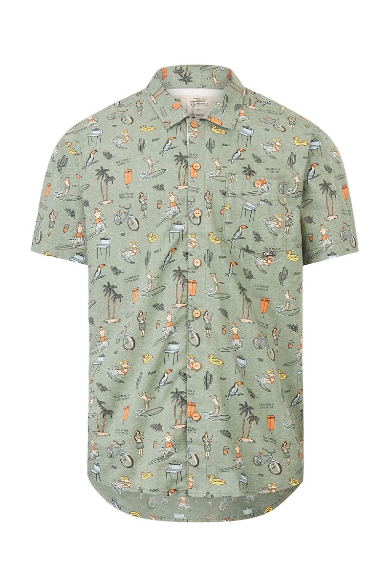 Picture Organic Mataikona Ss Men's Shirts Green | ESH-085179