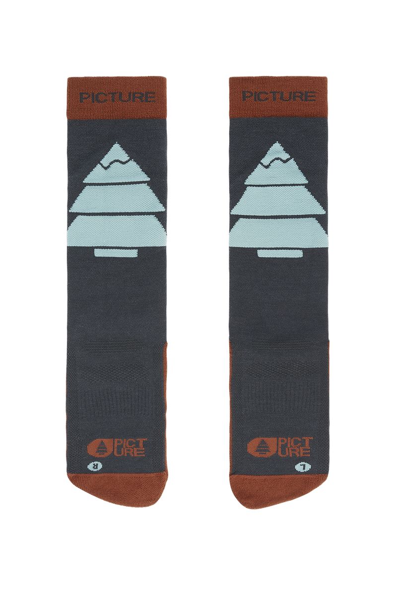 Picture Organic Wooling Ski Men's Socks Blue Brown | NEH-015479